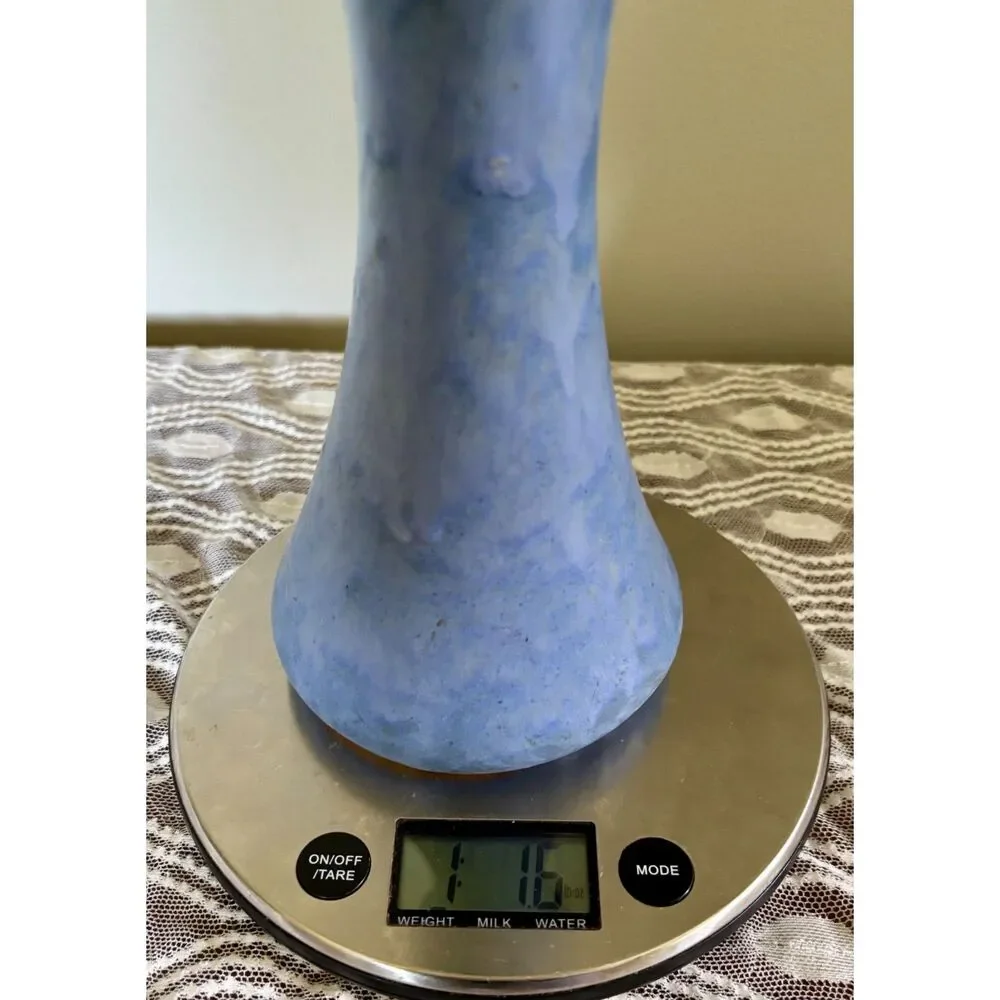 Vintage Blue Art Pottery Vase Matte Glaze Mottled Cornflower Blue Ceramic Vase A